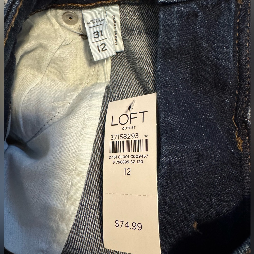 NWT LOFT mid rise skinny curvy jeans size 12 - Picture 6 of 7